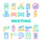 Protests Meeting Event Collection Icons Set Vector