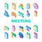 Protests Meeting Event Collection Icons Set Vector