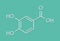 Protocatechuic acid PCA green tea antioxidant molecule. Skeletal formula.