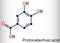 Protocatechuic acid, PCA molecule. It is 3,4-dihydroxybenzoic, phenolic acid, metabolite of antioxidant polyphenols, catechol, is