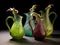 Prototype of a carnivorous pitcher plant made of blown glass