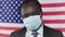 Proud African American Man With Face Mask, Black Male on Election Voting Day, Covid-19 Virus Pandemic Outbreak Period