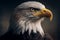 Proud american eagle on american flag background. AI generated