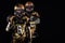 Proud american football players in dark