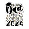 Proud dad of a graduate 2024 - typography with graduation cap and ceritificate ar diploma.