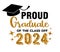 Proud Graduate of the class of 2024 . Trendy calligraphy inscription with black hat