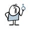 Proud man shows a male sign. Vector illustration of cartoon stickman from comics.