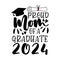 Proud mom of a graduate 2024 - typography with graduation cap and ceritificate ar diploma