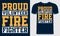 Proud Volunteer Firefighter T-shirt Design. Vector quotes on blue background. Design template for t shirt print, poster, Flyer.