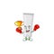 Proudly face of boxing winner white plastic tube presented in cartoon character design