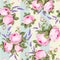 Provece lavender and pink roses floral wallpaper. Awesome design seamless pattern. Elegant rose pattern on blue tile