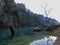 Provence France, Fontaine de Vaucluse: Mysterious landscape with a spring in a valley at the foot of the Vaucluse Mountains