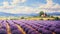 Provence Morning: A Highly Detailed Oil Painting Of Lavender Fields