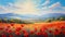 Provence Morning: A Photo-realistic Landscape Painting Of A Dreamlike Poppy Field