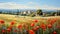 Provence Morning: A Spectacular Oil Painting Of A Poppy Field And Village