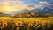 Provence Morning: A Tonalist, Photo-realistic Landscape Of Sunflowers And Mountains