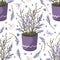 Provence seamless lavender vector pattern.