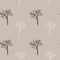 Provence style: seamless pattern in cute trees on burlap fond. Winter print for textile, fabric manufacturing, wallpaper, covers,