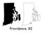 Providence Rhode Island RI State Border USA Map