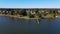 Providence River coast aerial view, Cranston, RI, USA