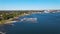 Providence River coast aerial view, Cranston, RI, USA
