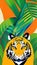 Prowling tiger in a tropical rainforest abstract AI art