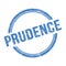 PRUDENCE text written on blue grungy round stamp