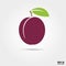 Prune or plum fruit vector icon