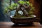 pruned bonsai tree in a traditional pot