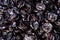 Prunes Macro. texture dry prunes closeup, food background.