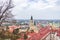 Przemysl, Poland, - April 13, 2019. View of the city from the castle. View of the roofs of the city of Przemysl