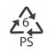 PS 6 plastic recycling symbol, recycle arrow triangle, isolated icon