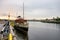 PS Waverley paddle steamer ship which is the last one of its kind in the world in front of the Glasgow Science Centre id a dock