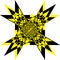 Pseudo stellar black yellow arabesque target umbrella perspective