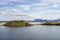 Pseudocraters and valcano mount. Lake Myvatn summer landscape, I