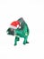 Psittacosaurus Dinosaur with Christmas hat  on white background