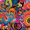 Psychedelic 70s Patterns Vector Background: Groovy Nostalgia