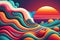 Psychedelic abstract Retro vibe Background, warm color