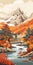 Psychedelic Autumn Landscape Poster With Warm Color Palette