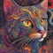 psychedelic cat portrait