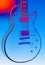 Psychedelic colorful fantasy image of electric guitar - red, blue, pink