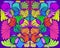 Psychedelic colorful surreal doodle pattern. Mirror abstract pattern, maze of wavy ornaments.