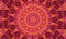 Psychedelic Coral and purple kaleidoscope with yellow spirals. Optical expansion illusion