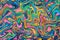 Psychedelic digital marbling. Abstract colorful backdrop. Liquid paint abstraction. Warm color palette mesh