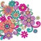 Psychedelic Doodle Henna Flowers Vector
