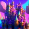 Psychedelic Fantasy Castle, Generative AI Illustration