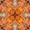 Psychedelic fire fractal mandala gradient bright red, orange, yellow colors on dark background. abstract element pattern