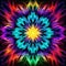 Psychedelic Fire: A Vibrant Symmetrical Flower In Graphic Digital Art