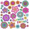 Psychedelic Flower Power Doodles Vector Set