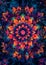 psychedelic geometric mandala, intricate repeating patterns, vivid rainbow palette, hypnotic background